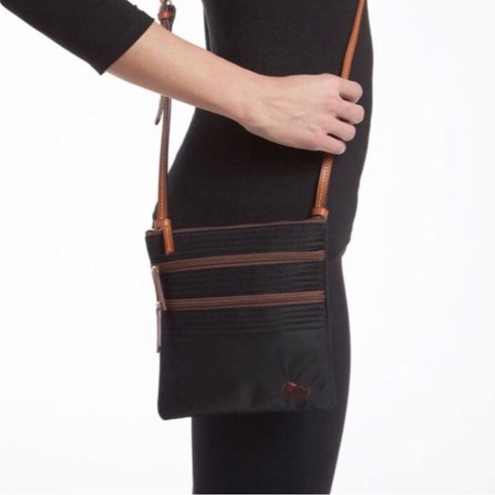 Dooney & Bourke | Triple Zip Nylon Crossbody | Black & Brown - Picture 1 of 6